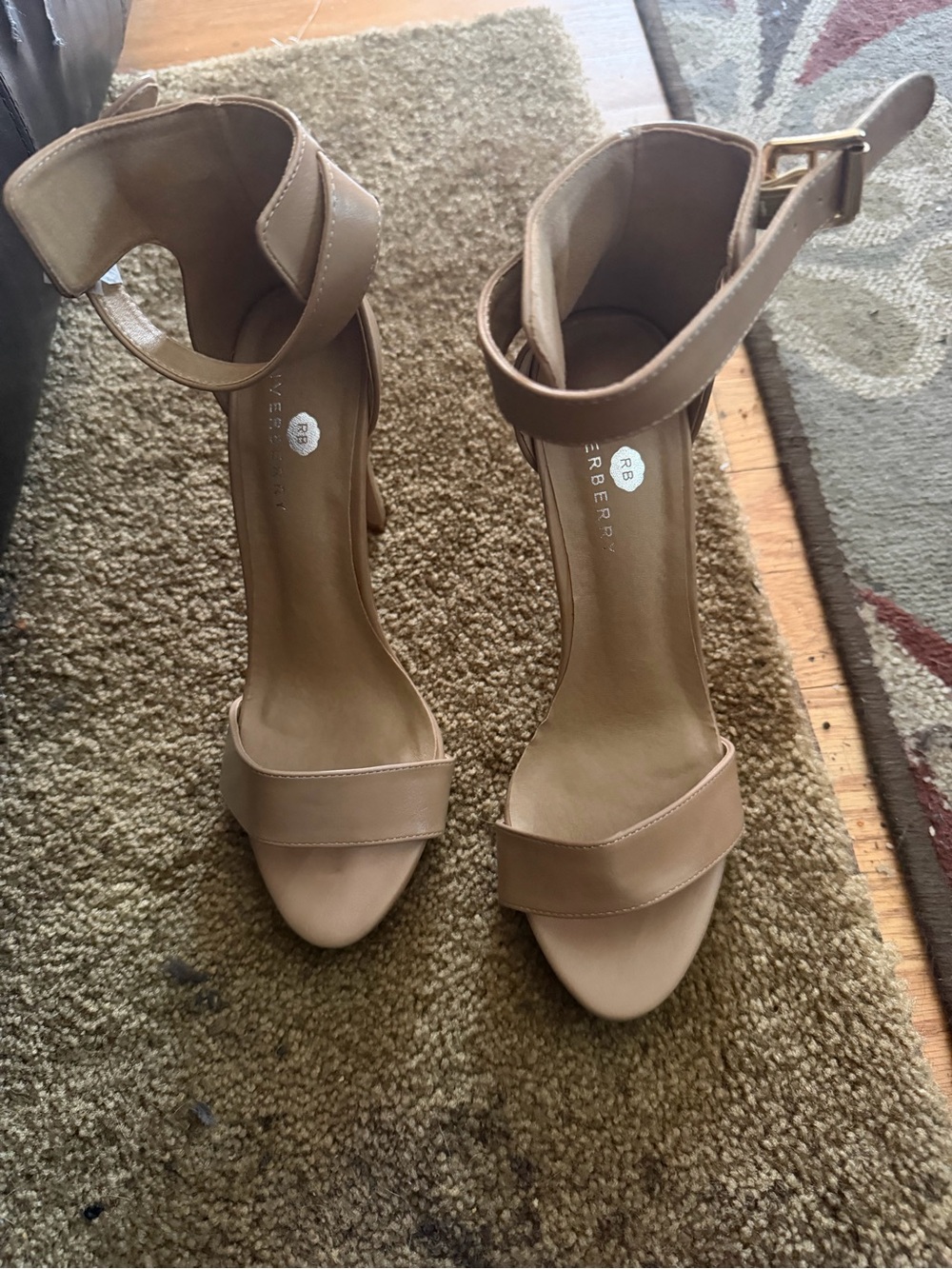 Beige Ankle-Strap Women's Heeled Sandals